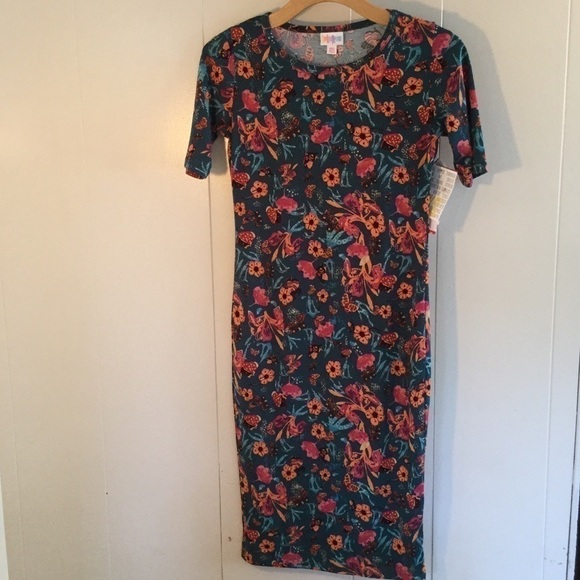 NEW!! Floral Butterfly Julia T-Shirt Midi Dress Size XXS Lularoe - Picture 4 of 8
